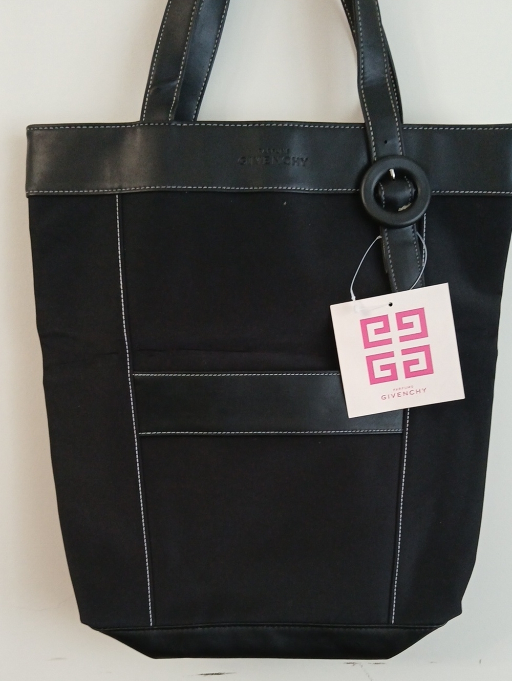 Givenchy Black Canvas and Leather-Trim Tote with Logo Tag